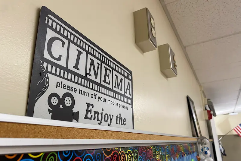 Wall decorations in Mr. O'Connor's Film History classroom